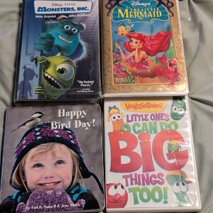 Disney Masterpiece And Pixar VHS Movies Veggie Tale DVD And Book